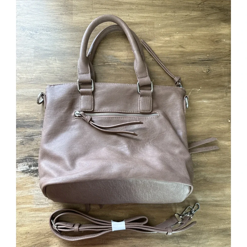 Antik Kraft Clover Satchel Shoulder Bag Vegan Leather Light Taupe Crossbody